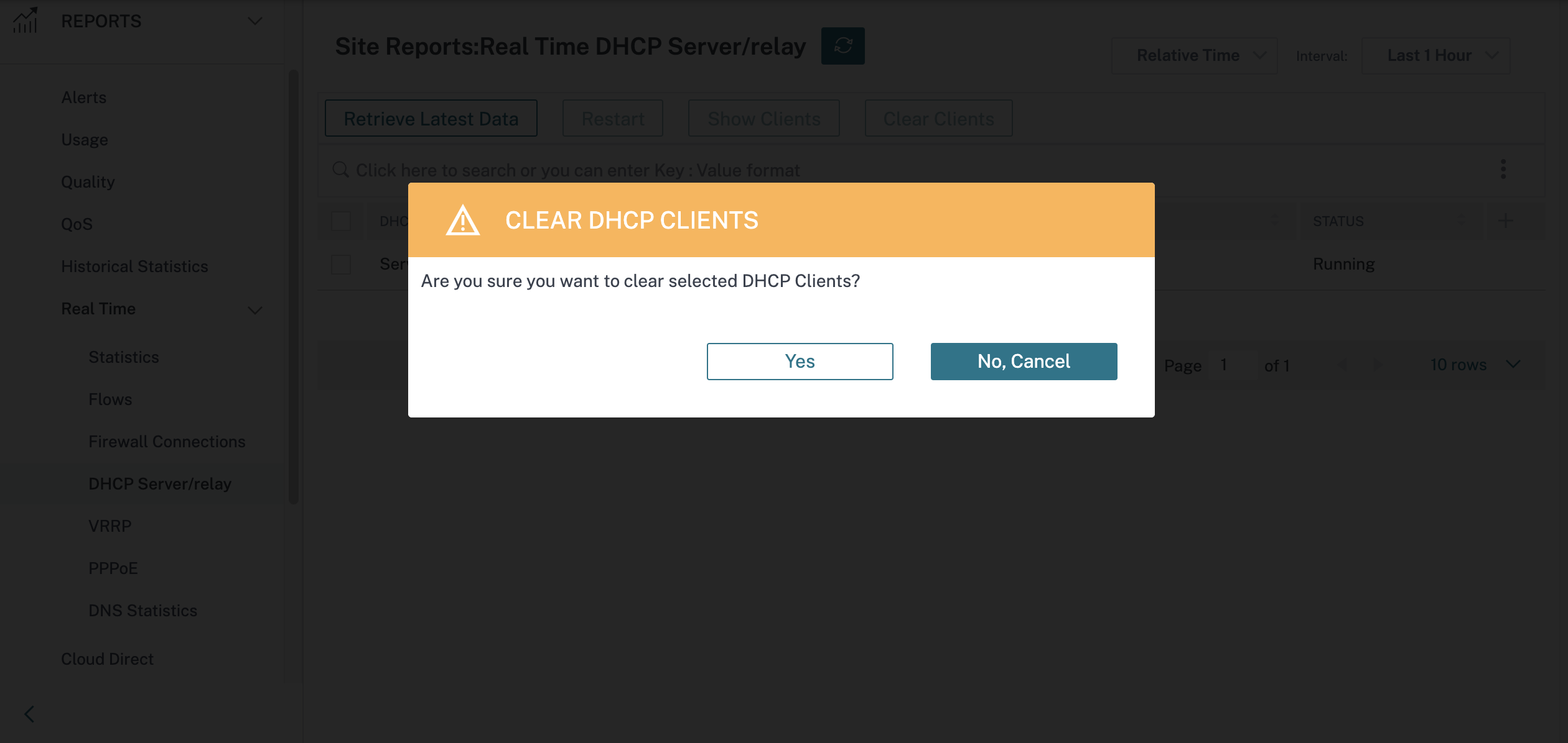 Clientes DHCP borrados en tiempo real