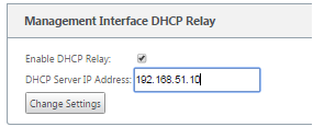 Paramètres de l'appliance DHCP Relais DHCP