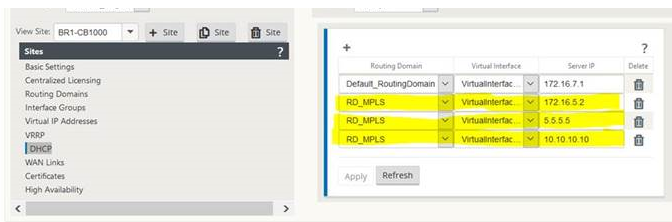 DHCP-Server-Konfigurationseditor für Relay-virtuelle Schnittstelle