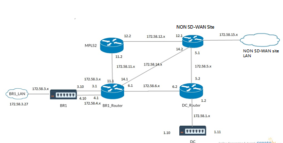 Sitio OSPF SD-WAN que no es SD-WAN