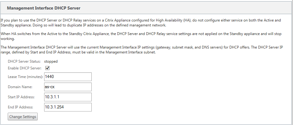 DHCP-Geräteeinstellungen DHCP-Server