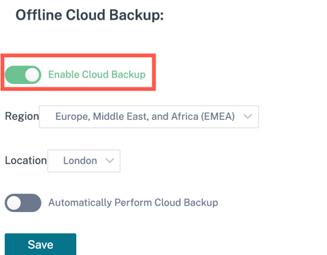 Enable cloud backup