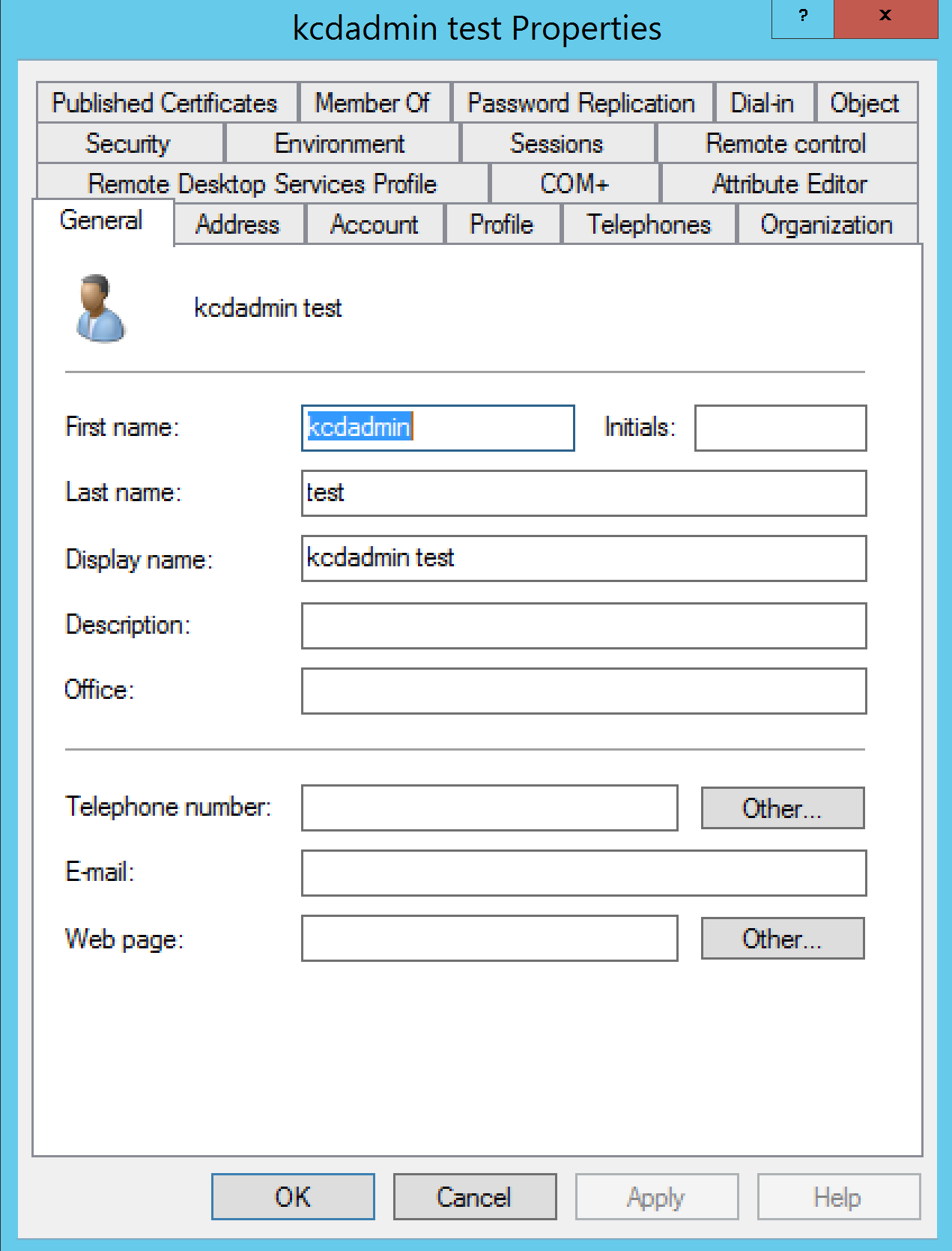 Create account in active directory