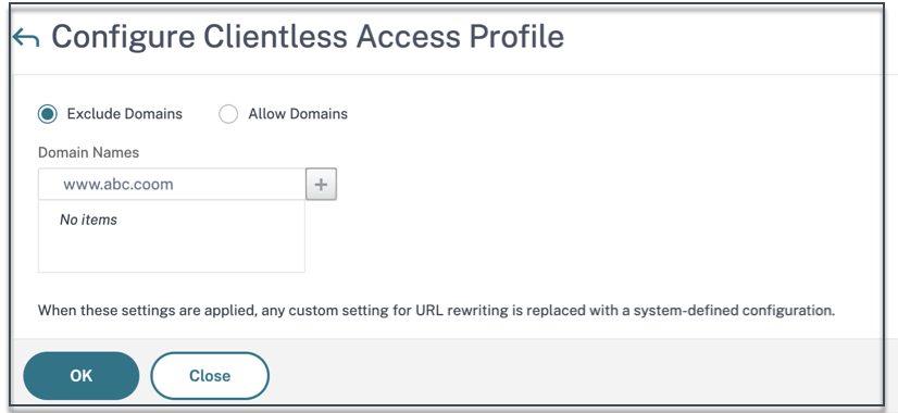 Exclude domains