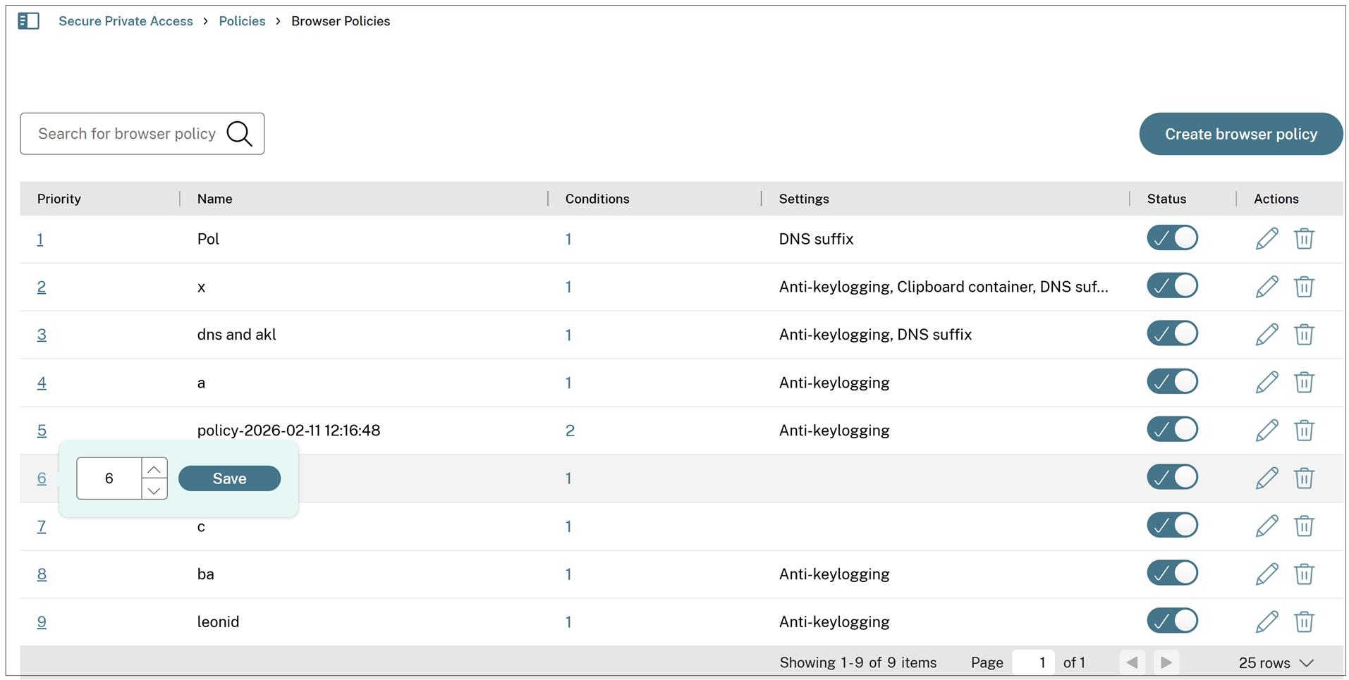 Browser policy priority