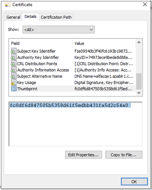 Cloud Connector thumbprint