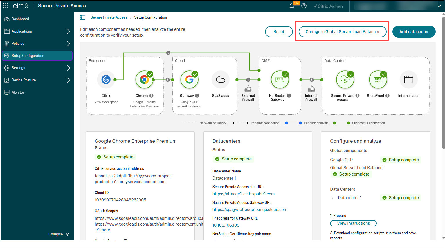 GSLB domain URL setup