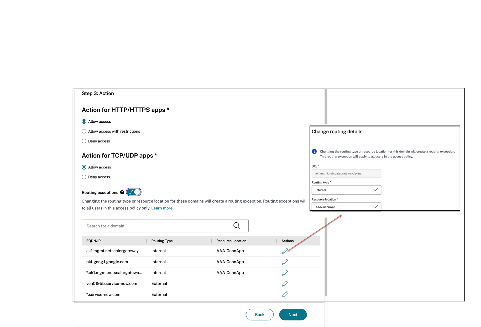 Change routing type