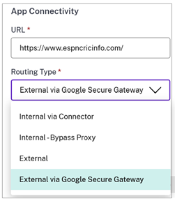 App routing type