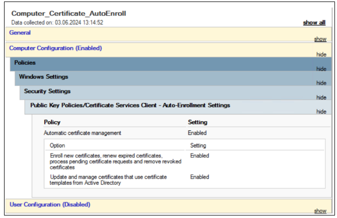 Always on autoenroll certificate