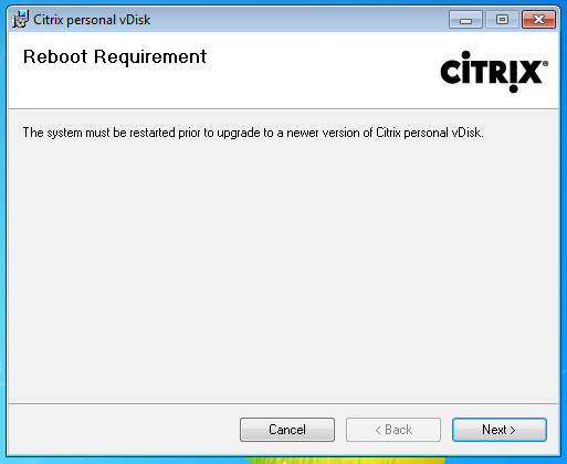 Reboot Requirement page