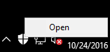 Open button on Windows Defender icon