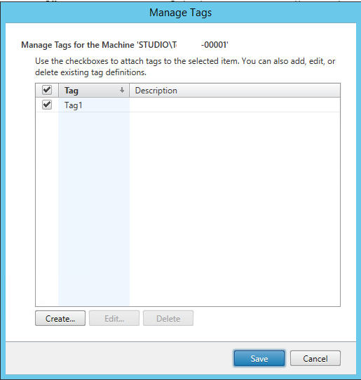 Manage Tags dialog box