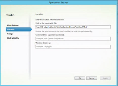 Path to executable file setting in Application Settings