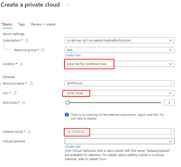 Créer un cloud privé pour Azure ASV