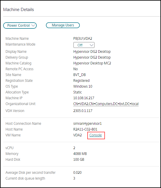 Machine console access