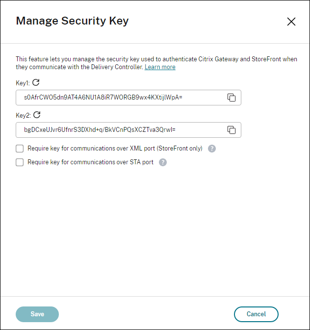 Manage Security Key wizard