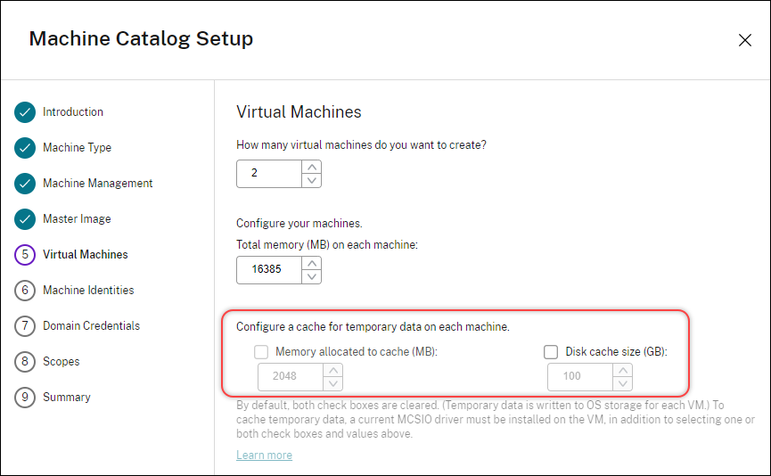 Configuración del catálogo de máquinas