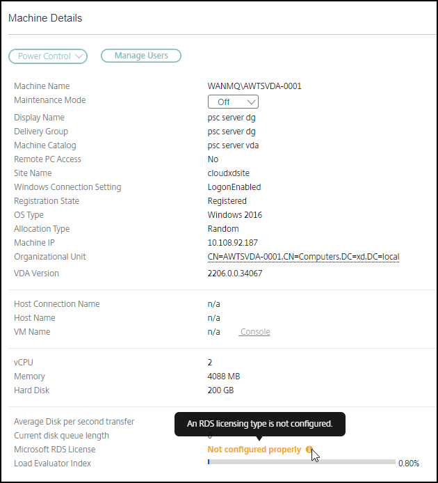 Estado de licencias RDS de Microsoft