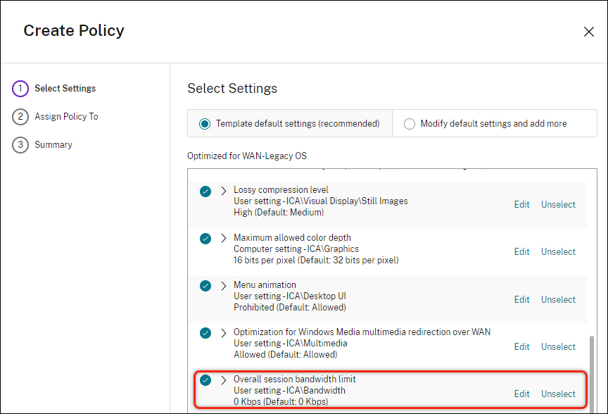 Template default settings image