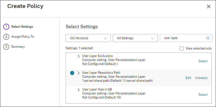 Repositorypfad für Benutzerlayer