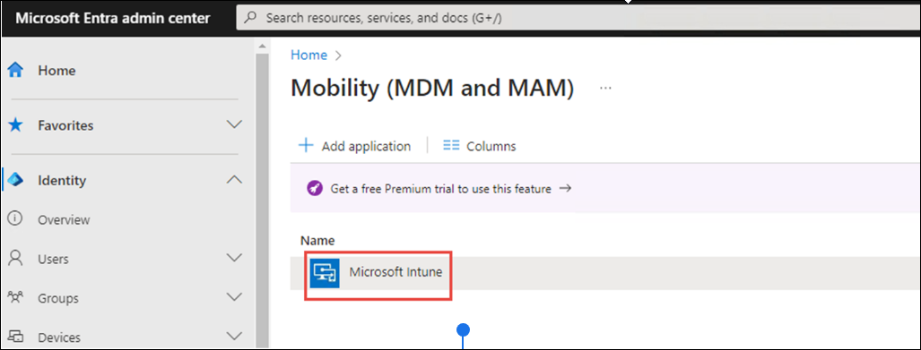Select MS Intune