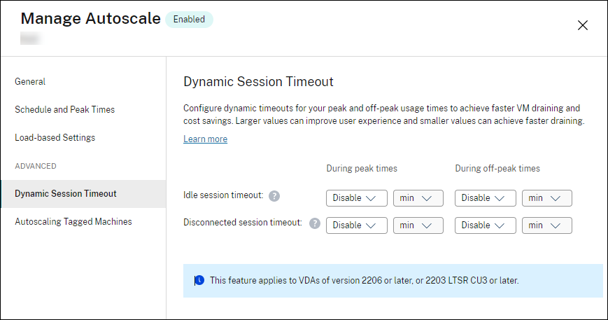 Dynamic session timeout unavailable