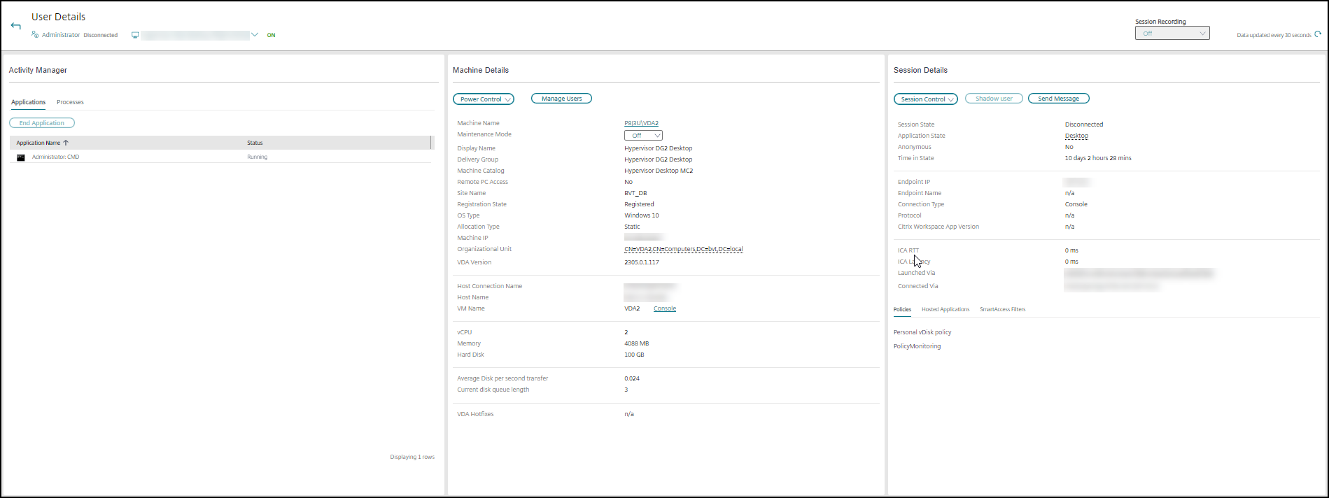 User details drilldown