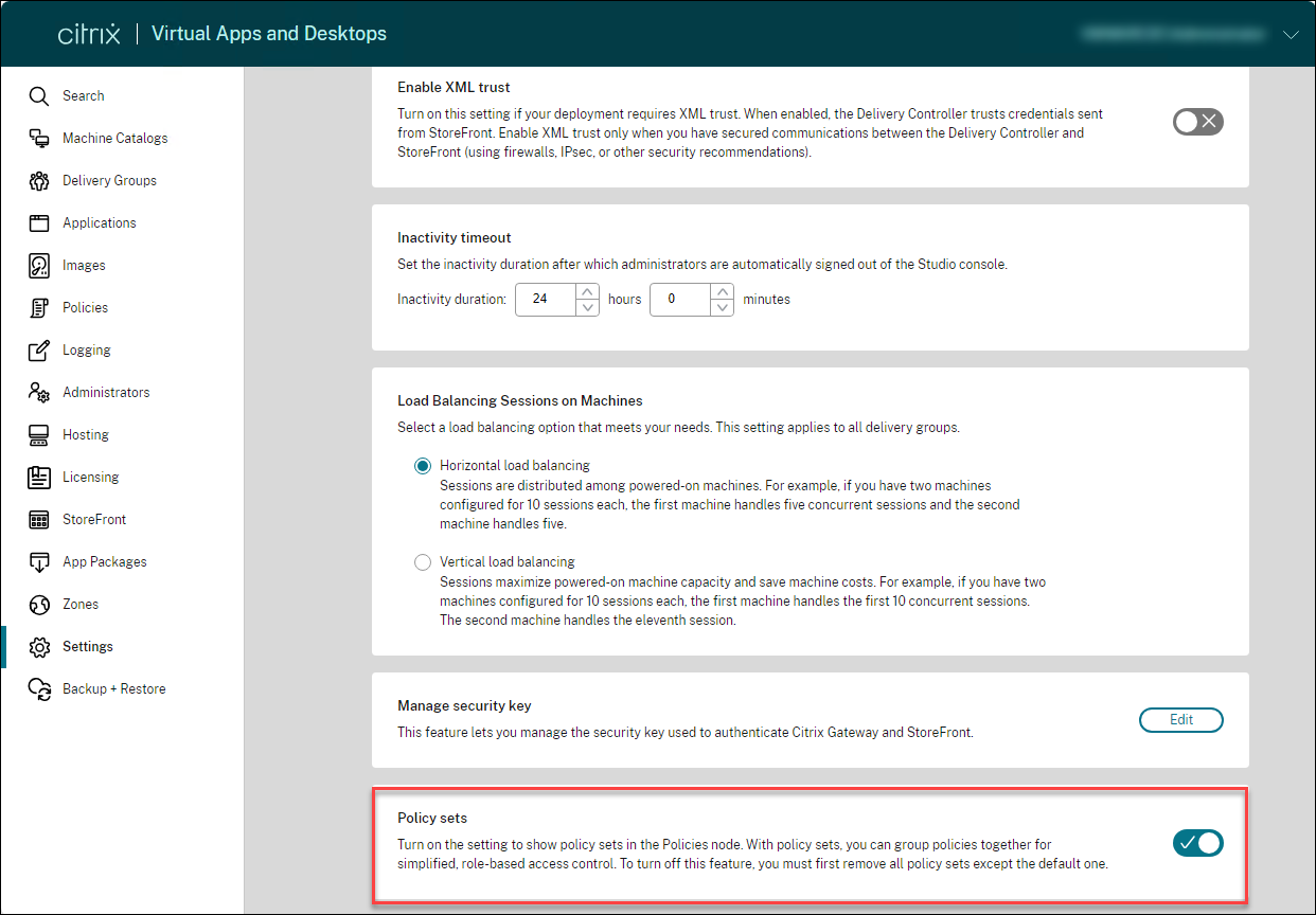 Enable policy sets