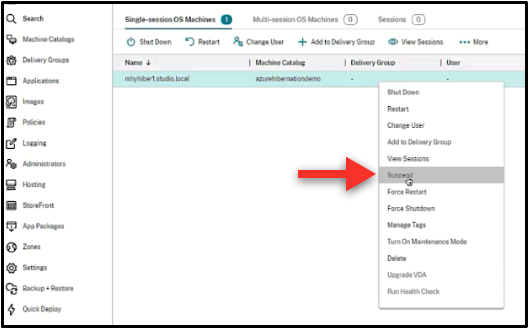 Suspend a hibernation-capable VM