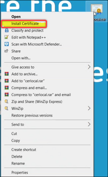 Install certificate