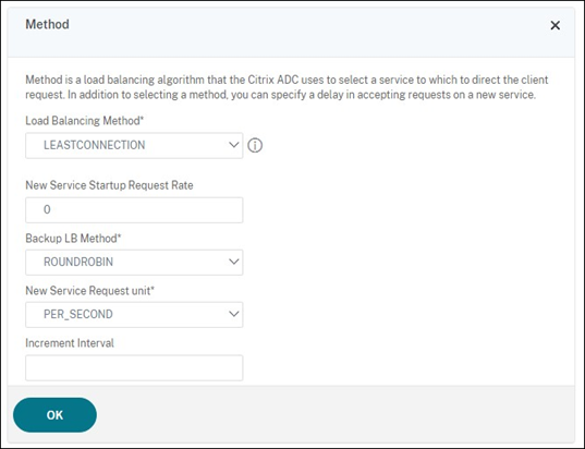 Screenshot of load balancing method section