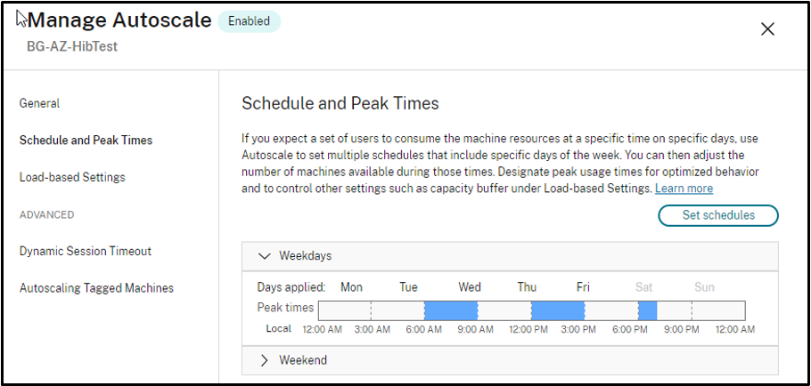 Non-consecutive peak time slots