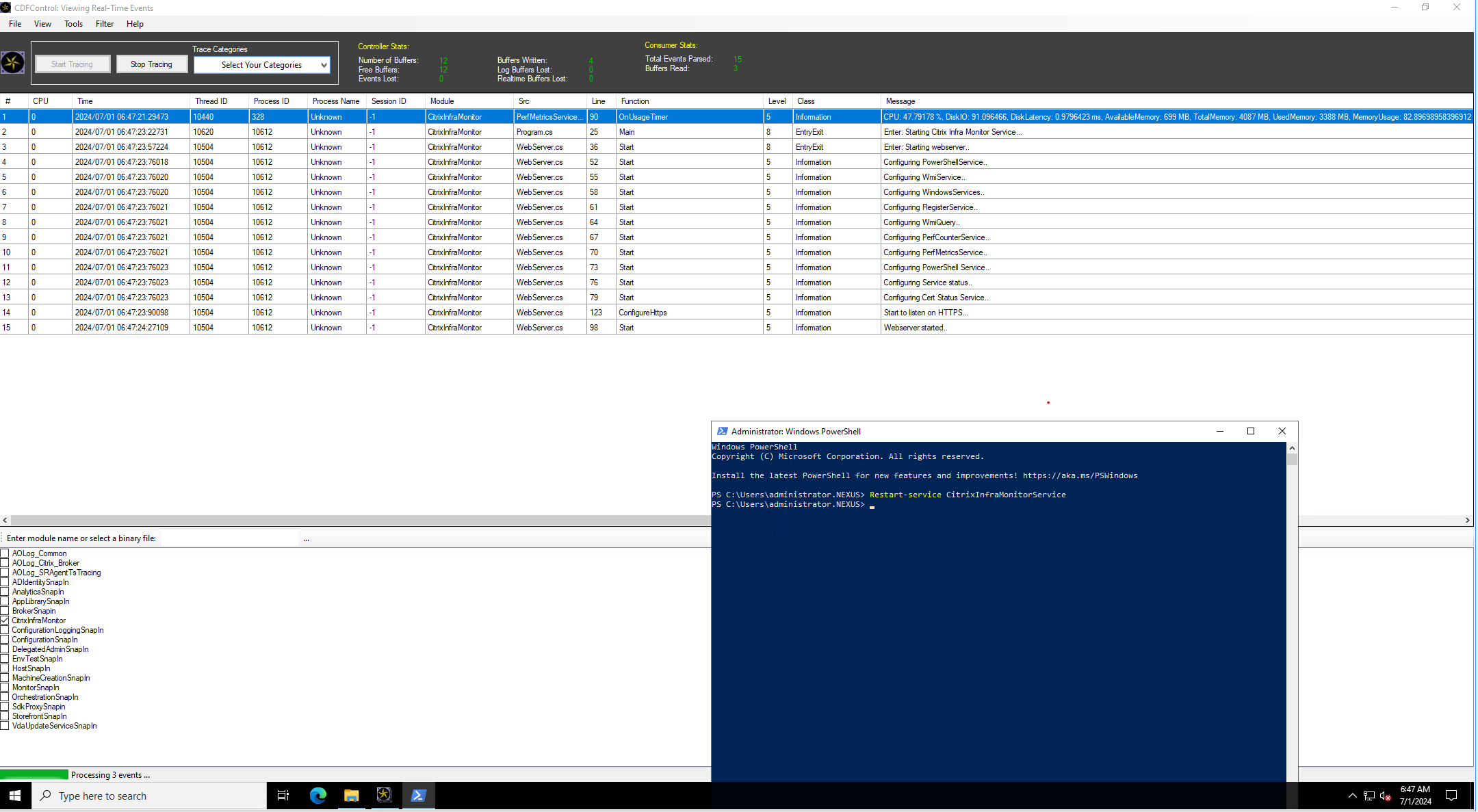 Restart infra monitor