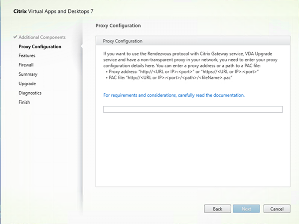 Rendezvous Proxy Configuration page in VDA installer