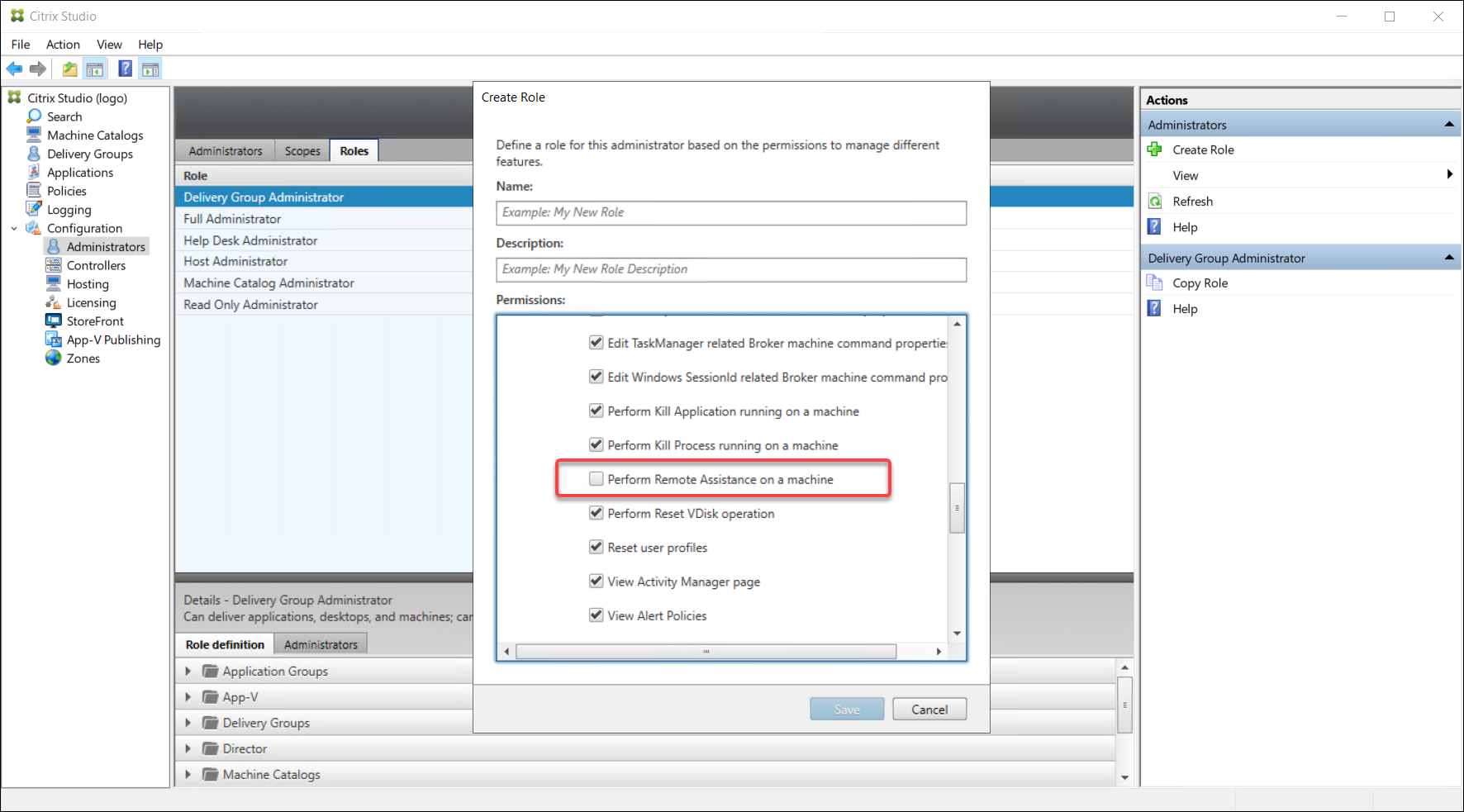 Role with shadowing permission turned off