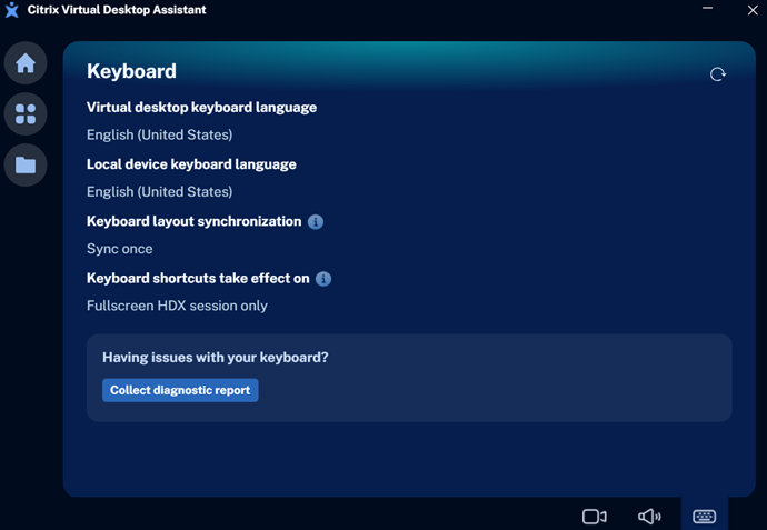 Citrix Assistant app keyboard page