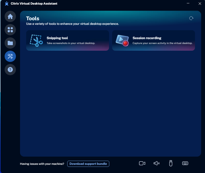 Citrix Assistant app Tools page
