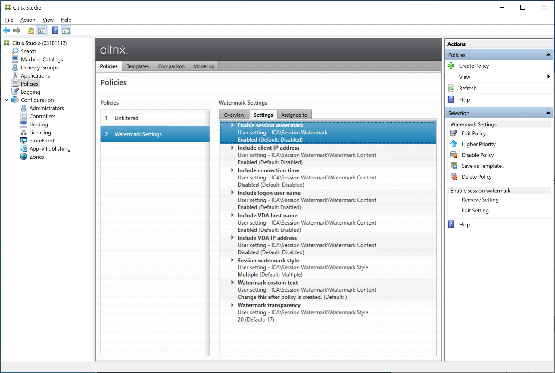 Create a policy from the template