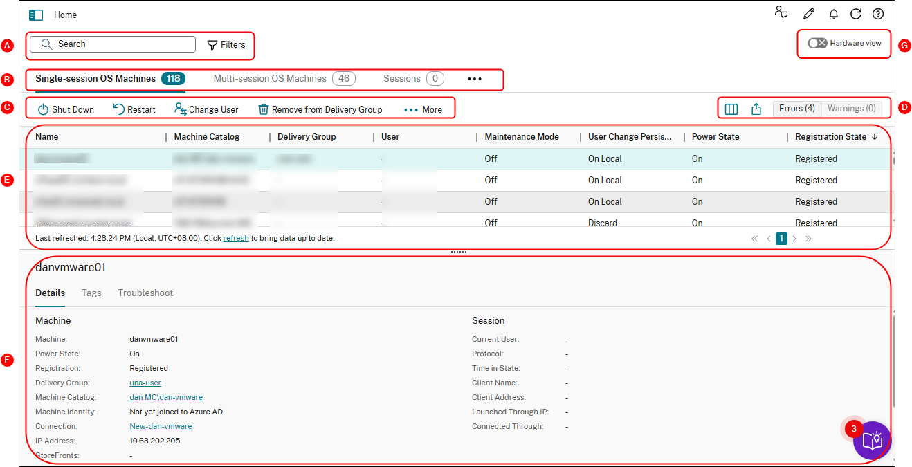 Components in the Search node