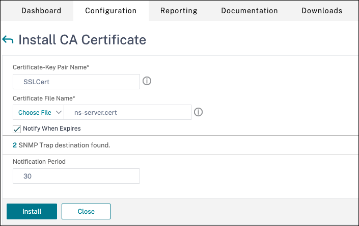 Installer le certificat d'autorité de certification