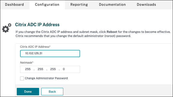 ADC 管理 IP 地址