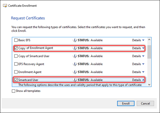 gestion des modèles de certificat