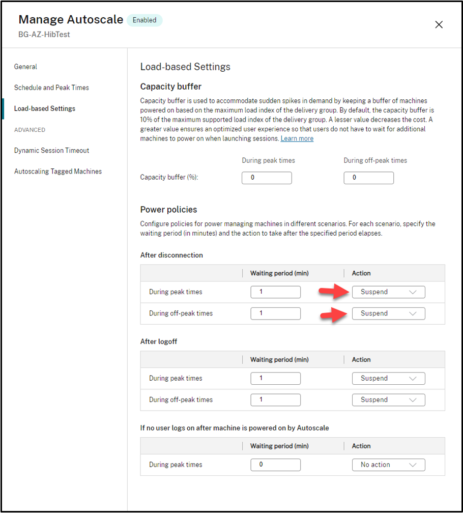 Manage Autoscale Load based settings