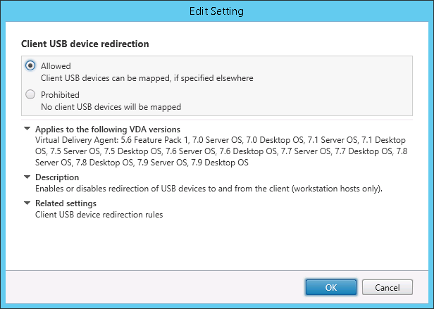 Immagine del reindirizzamento del dispositivo USB client