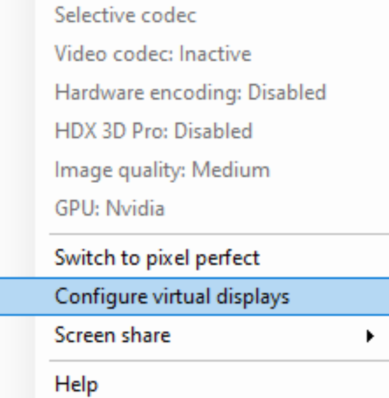 Configure virtual display