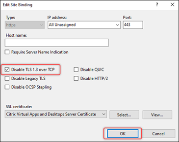 Modifica solo https in Windows 2022 disabilitata