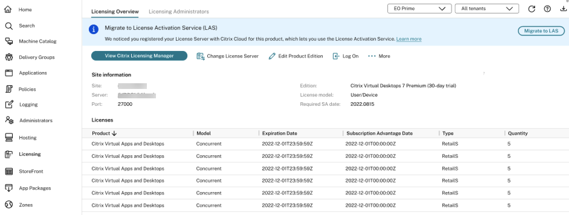 Migrate from legacy license to LAS