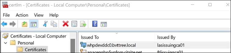 Personal > Certificates
