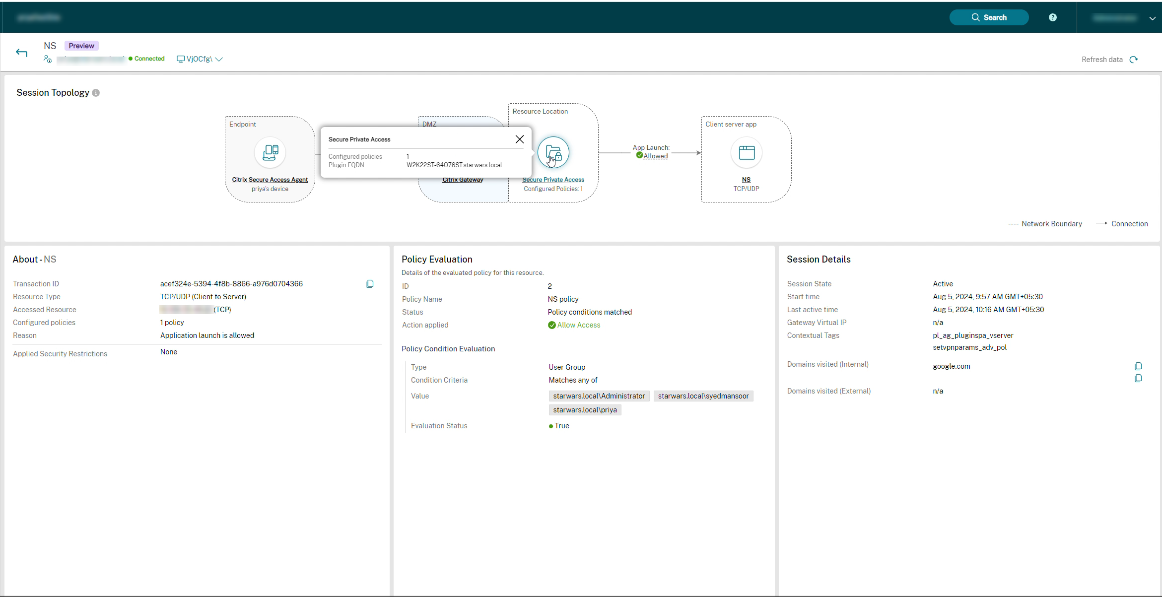 Session Topology SPA